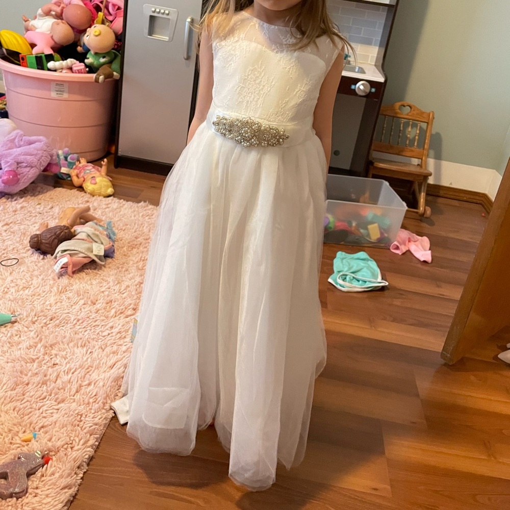 White flower girl dress/ Easter dress